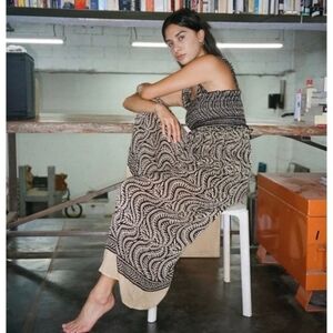 urban outfitters olive smocked jumpsuit